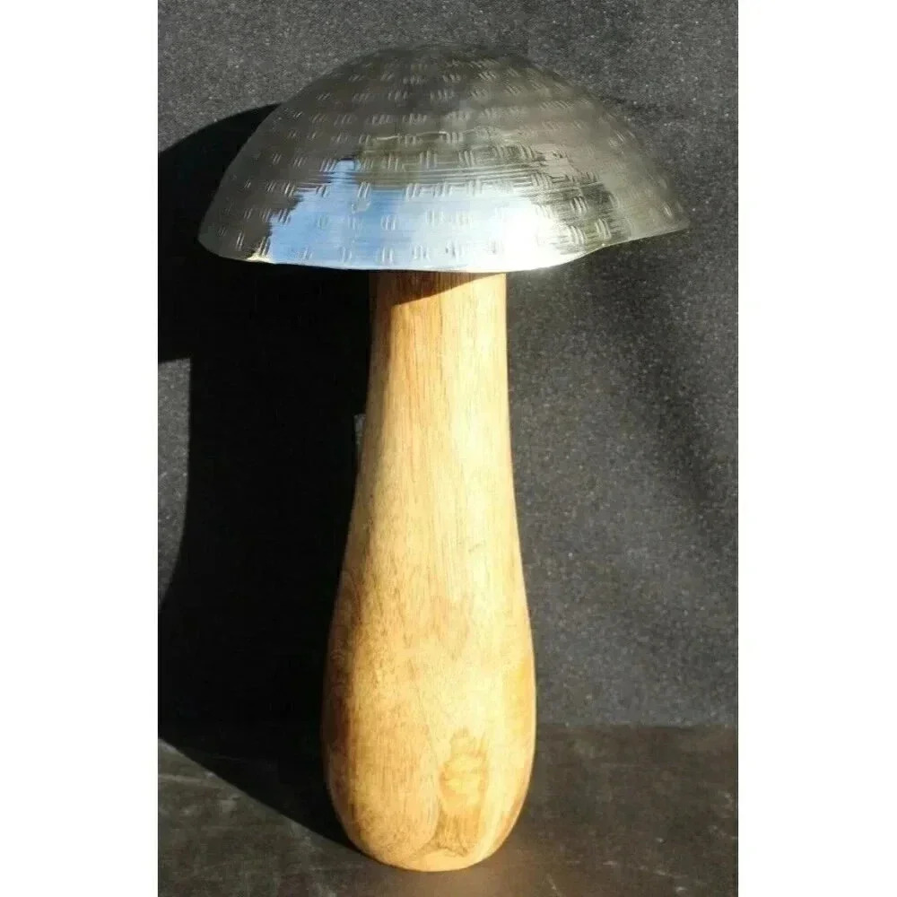 Large MCM Decorative Wood Metal Top Mushrooms Farmhouse Easter Decor Figurine